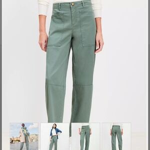 LOFT Green Straight Leg Pants with Relaxed Fit